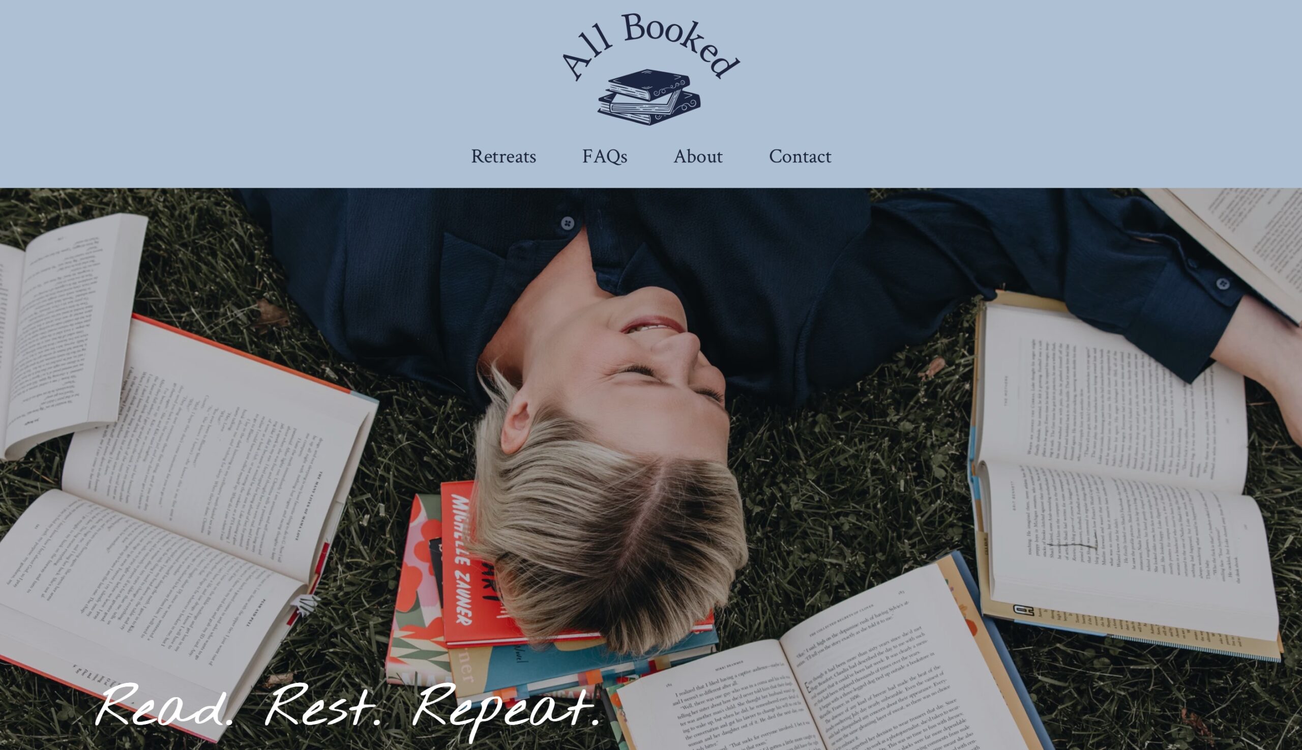 Screenshot of All Booked Retreats website header and hero section. Click to visit the site.